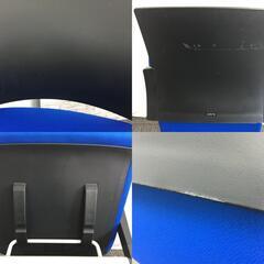 ★４脚セット★Patra(パトラ)クロガネ/平行スタッキングチェアー/オフィスチェア/ブラック×ブルー/折り畳み可能の画像