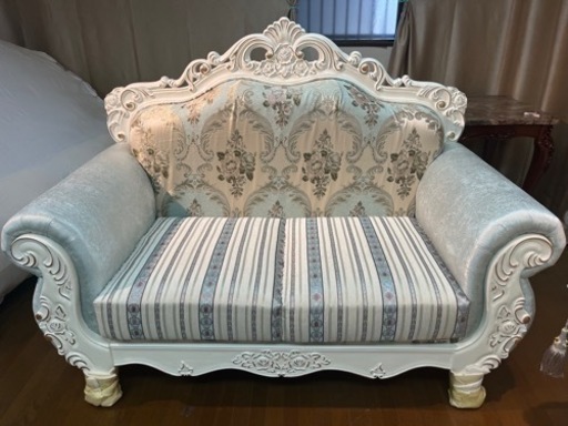 アンティーク風 ロココ調 姫系 猫脚 2Pソファー 組み立て式