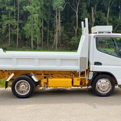 【J-0014】三菱 キャンター FE71DD ローダーダンプ H20年式 4ナンバー 低床 3tダンプ 1年車検付き メッキパーツ ルーフラック付 新明和の画像