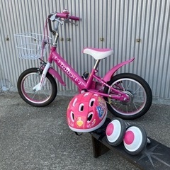 美品 14インチ 自転車 子供用 ヘルメット 補助輪付き　 　 