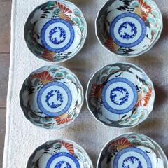 8個セット　骨董品　古伊万里？　幕末？　明治？　大正？　金彩色絵染付　鶴　　なます皿の画像