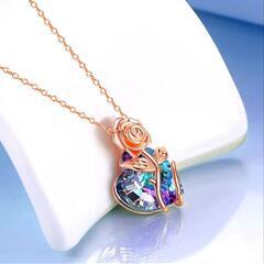 j→→→m31-1★薔薇ハートブルートパーズ ダイヤモンド K18PGFピンクゴールドネックレス 誕生日プレゼント旅行連休夏ギフト国内発送の画像
