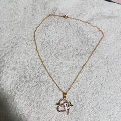 j→→→m31-1★金の笹 ハート翠玉エメラルド 白黒パンダ登りK18GFゴールドペンダント誕生日プレゼント旅行連休夏海祭ギフト国内発送の画像