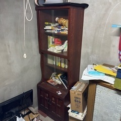 ガラス棚 本棚 収容 大容量 タワー型 昭和レトロ