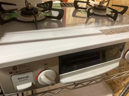 ☆中古￥11,800！Rinnai　2口ガスコンロ　家電　2021年製　RTE565GRR型　都市ガス用　【BG054】