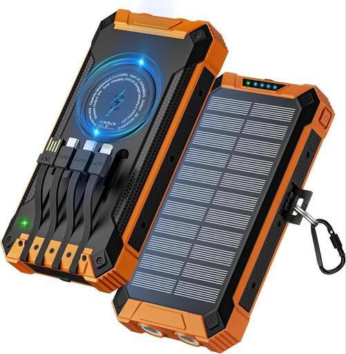 ✨新品未使用✨モバイルバッテリー 26800mAh 6台同時充電 4本ケーブル ソーラー充電
