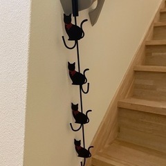 家具 収納家具 玄関収納　フック　猫