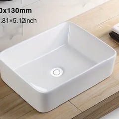 大型セラミック長方形バスルームシンク排水キット付き洗面台の画像