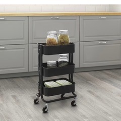 【美品】IKEA ロースフルト　ワゴン　キッチンワゴン　ブラックの画像