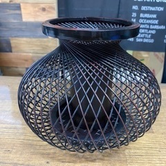 駿河竹千筋細工　竹細工　びく型花入　花器