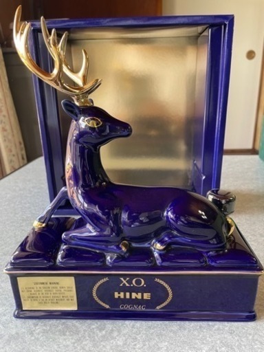 未開栓】ハイン HINE XO 鹿ボトル リモージュ ブルー 陶器 700ml