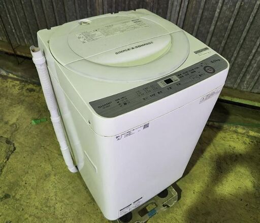 全自動洗濯機 6.0kg シャープ ES-GE6B-W 2018　G58865