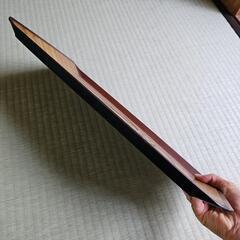 【昭和レトロ/1950年代物】お盆 トレー プレート 大きい 特大プレート  菖蒲模様 木目調 茶色の画像