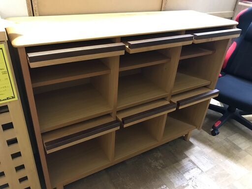 【FU874】★収納ラック  フラップ扉  ナチュラルブラウン  シンプル  おしゃれ  コンパクト  大収納   収納家具  クリーニング済 堺市 深井 【ジャングルジャングル深井店】