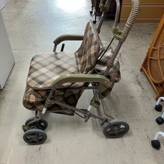 N2407-216 値下げしました　SHIMA シルバーカー アドリブ チェック ベージュ キズ汚れ破れ有り 取説付きの画像