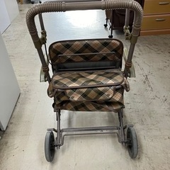 N2407-216 値下げしました　SHIMA シルバーカー アドリブ チェック ベージュ キズ汚れ破れ有り 取説付きの画像