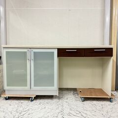  18579   ゴミ箱収納付 2枚ガラス扉 キッチンカウンター...