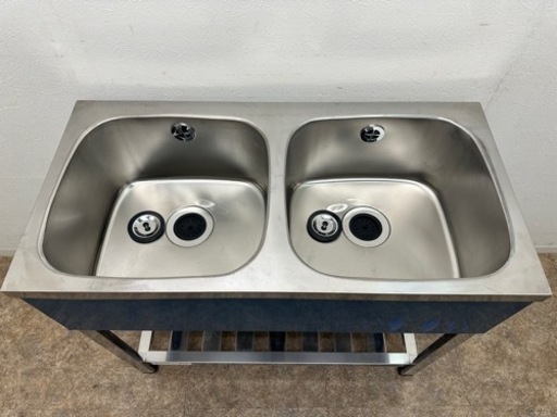 未使用保管品　azuma　アズマ　業務用　ステンレス　2層シンク流し台　厨房　飲食店　W900ｘD450ｘH800ｍｍ