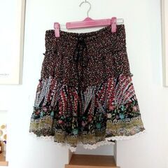 古着　花柄ラメプリントスカート