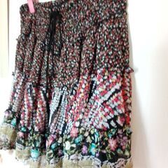 古着　花柄ラメプリントスカートの画像