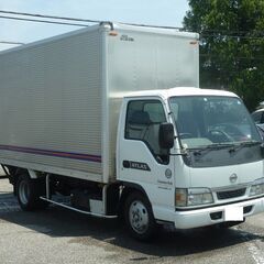 H16日産 アトラス 4.8 ロング フルスーパーロー ディーゼル 2tアルミバンロングPG付　5MT 1000kgパワーゲート　ラッシングレール2段　ＡＢＳ　エアバック　クラッチフリー　車庫灯　車幅灯　電動格納ミラー　車検7/5　　16917の画像