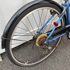 【都内/千葉市引取】ママチャリ 26インチ 6段変速/カゴ/鍵/オートライト付きの画像