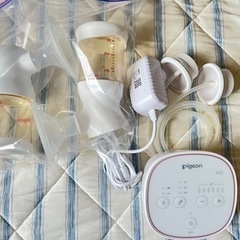【美品】ピジョン　電動搾乳機　両乳用　追加ボトル付きの画像