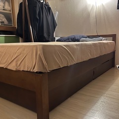 無印　セミダブル　ベッドフレーム　ベッド下収納2つ付きの画像