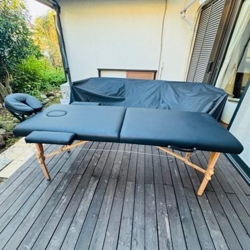 ポータブル マッサージベッド 簡易ベッド 背術台 折り畳み式 高さ調節可能　黒