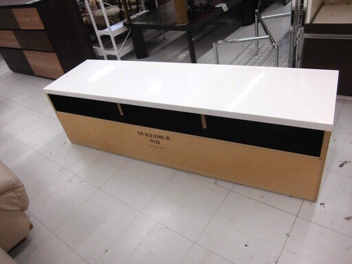 ニトリ テレビボード 幅149×奥行40×高さ42cm DUKE150LB-WH ホワイト エナメル調 引き出し収納付き ローボード 