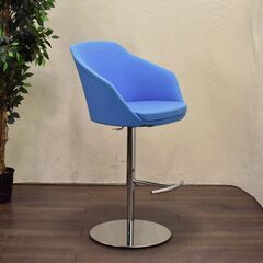 ≪yt1486ジ≫『複数在庫』アウトレット家具 昇降カウンターチェア 試作サンプル品 青系 バケット型 バーチェア/ハイチェア/回転/上下 60429-02の画像