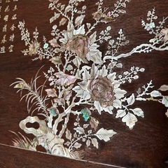 衝立 唐木 花梨 無垢材 青貝螺鈿細工 中国美術 古唐木