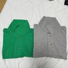 服/ファッション ポロシャツ グレーとグリーンの画像