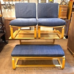 《売約済》【武蔵小山店】 無印　無印良品　MUJI  リビングでもダイニングでもつかえるテーブル　オーク材　リビングでも　ダイニングでも　デニム　テーブル　ダイニングテーブルの画像