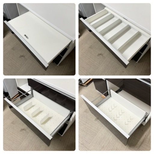 【美品‼️】定価235,400円♪ 松田家具 118cm幅キッチンボード(ハウザーL) 食器棚 収納家具 艶あり木目調ブラック♪