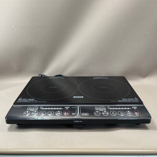 山善 2口 IHコンロ IHクッキングヒーター 1400W IH調理器 工事不要 (幅56cm) 煮込みモード搭載 ブラック YEM-W1456(B) 2020年製
