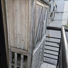 収納庫付き 室外機カバー 大型 逆ルーバー ホワイト 屋外 収納...
