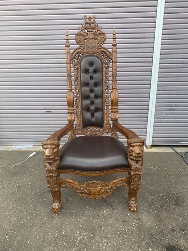 キングチェア ライオン/獅子 1人掛けソファー 王様 貴族 中古品