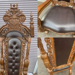 キングチェア ライオン/獅子 1人掛けソファー 王様 貴族 中古品の画像