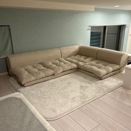 ローソファ コーナー L字　3人掛け　アイボリー