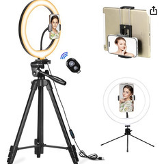 LEDリングライト 10インチ 8500K 135cm三脚 3w...