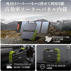ポータブル電源 独自のソーラーパネル一体型 AC100V 出力1000W(瞬間最大2000Wの画像