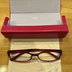 JINS PC眼鏡 レッド　度なし　眼鏡ケース付 