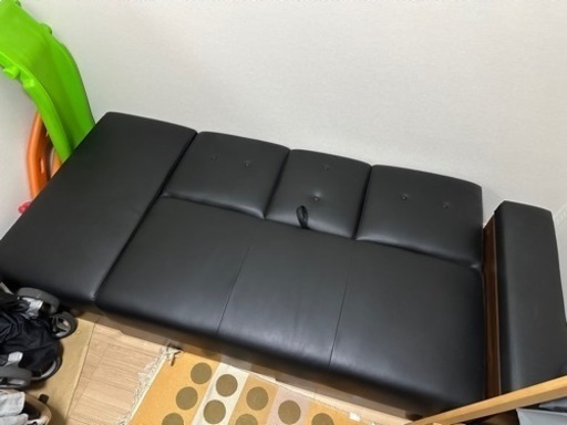 北欧風PUレザーソファセット黒茶中古品、ソファー