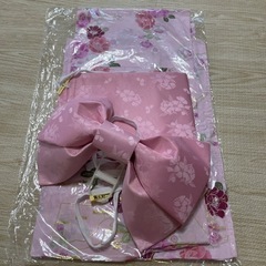 浴衣　ピンク　帯✖️2　下駄付き