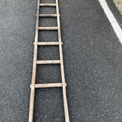 昭和レトロ　古道具　木製ハシゴ  ②