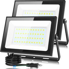 超薄型・2個セット】 LED投光器 80W 10000LM 昼光色 ledライト 屋外 IP66 防水 豪雨対応 作業灯 led 100V対応 　家具 照明器具