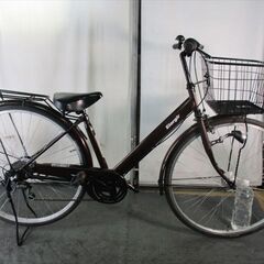 D637 ☆限定特価☆ 中古自転車 【 27インチ 軽快車 ブラウン 6段 LEDオート
