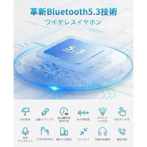 ワイヤレスイヤホン Bluetooth5.3 イヤホン 瞬時接続自動ペアリング ブルートゥースイヤホンエアーポッズHI-FIイヤホンENCノイズキャンセルイヤホン 両耳ENC搭載 AAC/SBC IPX7防水片耳/両耳最大48時間再生タッチコントロール・ヘッドセットビジネス/WEB会議/テレワークios/android 対応 ホワイト