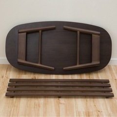 7/15限定ニトリ 折りたたみテーブル ラポール楕円 ダークブラウン【定価約6千円】の画像